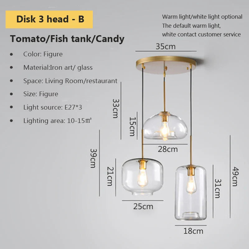 Lustre LED en verre industriel