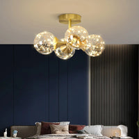Lustre Cuivre Moderne et Minimaliste avec Étoile LED