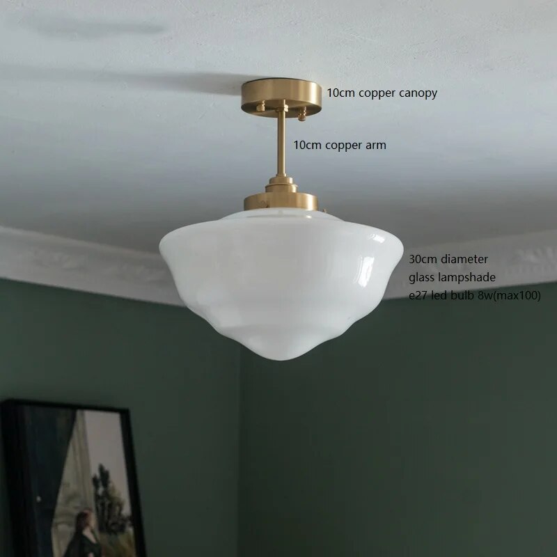 Suspension LED verre blanc.