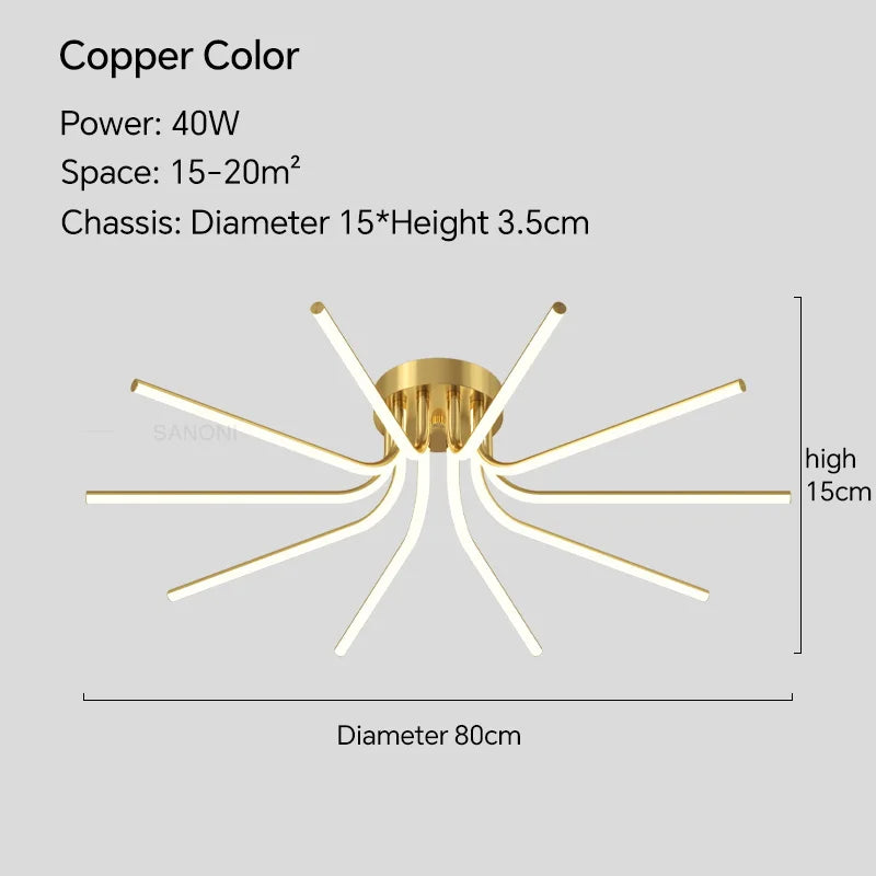 Plafonnier LED en cuivre au design contemporain