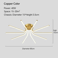 Plafonnier LED en cuivre au design contemporain