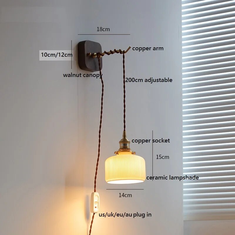 Applique Murale LED Noyer Cuivre - Élégance Moderne