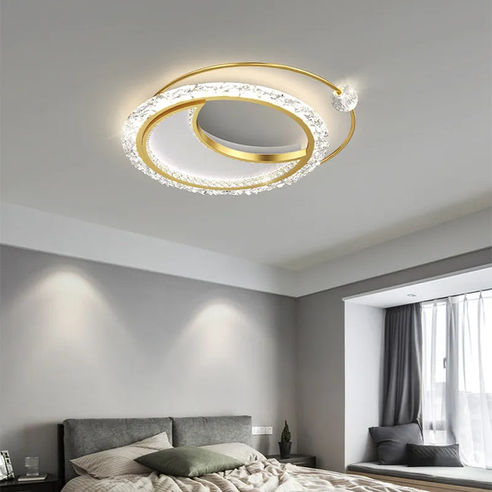 Lustre nordique minimaliste en acrylique LED or moderne - Édition Prestige