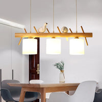 Lustre suspendu nordique en bois pour Table à manger îlot de cuisine créatif oiseau Led moderne Bar café arbres éclairage