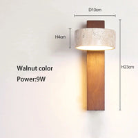 Applique murale Bois Noyer LED with Rotating Switch