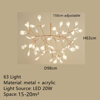 Lustre LED Modern Branché à Branches Rondes pour Suspension
