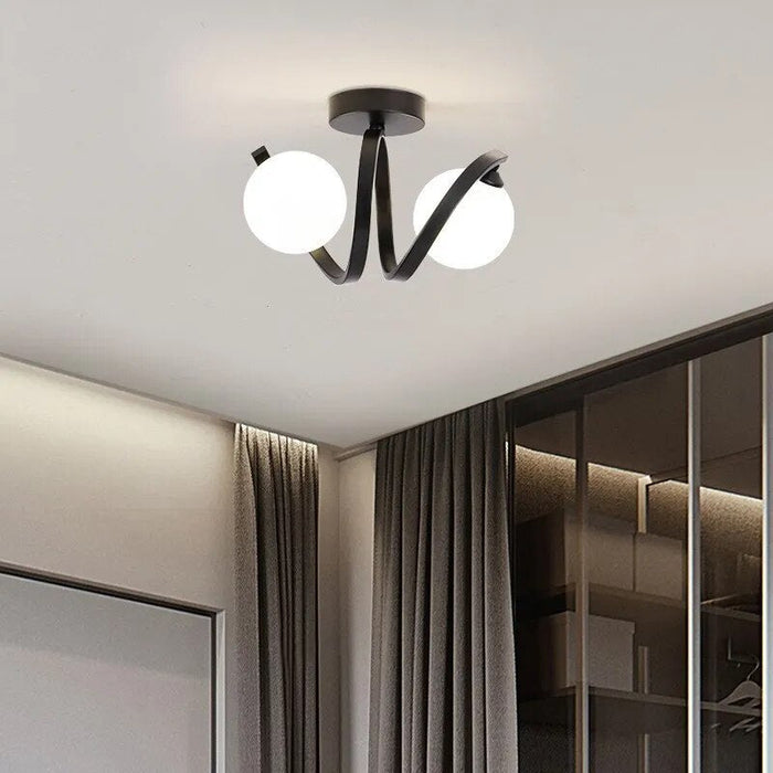 Plafonnier Noir Élégant en Verre Moderne