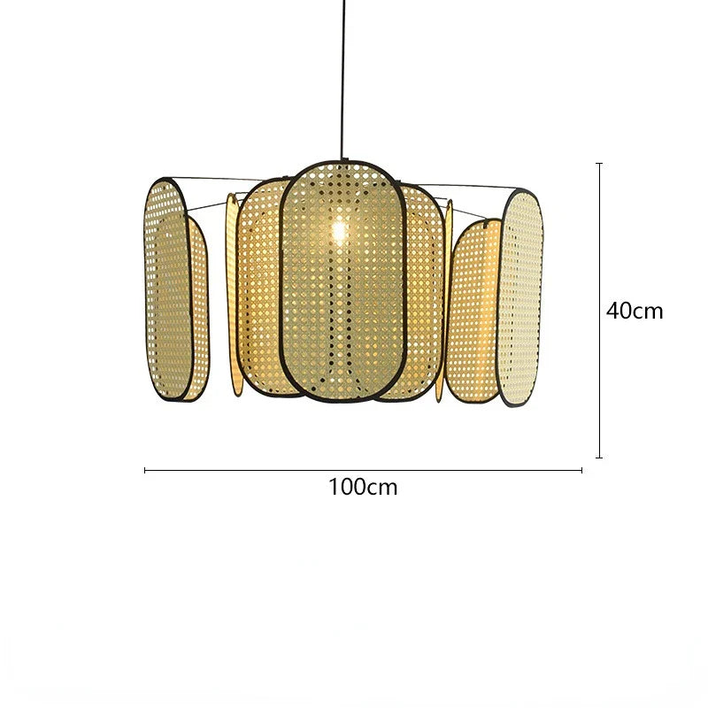 Lustre Japonais en Rotin Tissé Bambou – Style Minimaliste Moderne