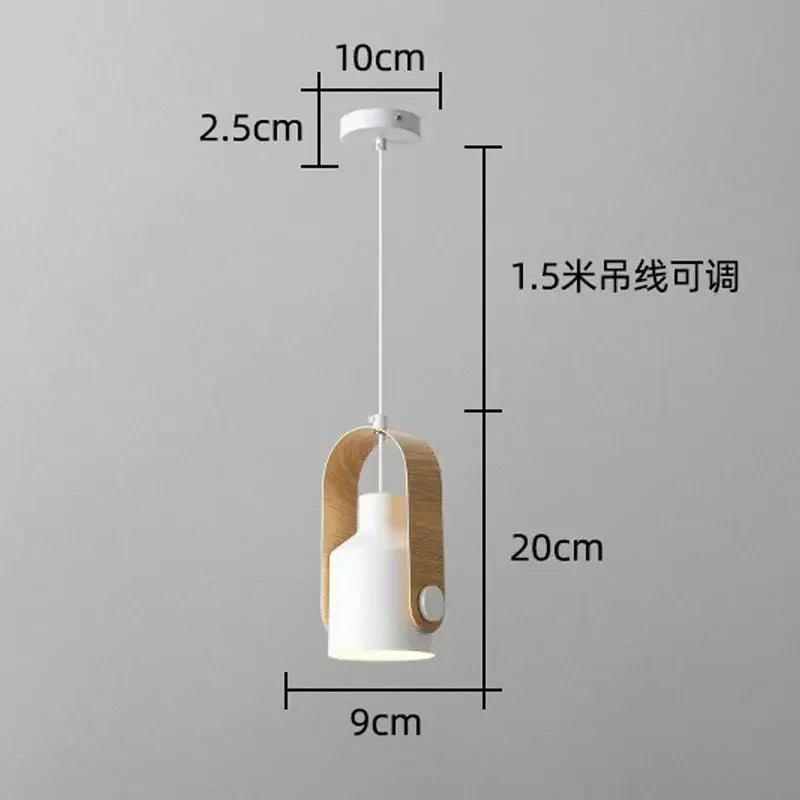 Lustre Macaron Nordic Design en Bois Brut et LED