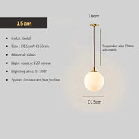 Lustre Nordique en Verre: Suspension Boule Ronde Design 8-50 cm pour Maison, Bar, Chambre, Salon et Café