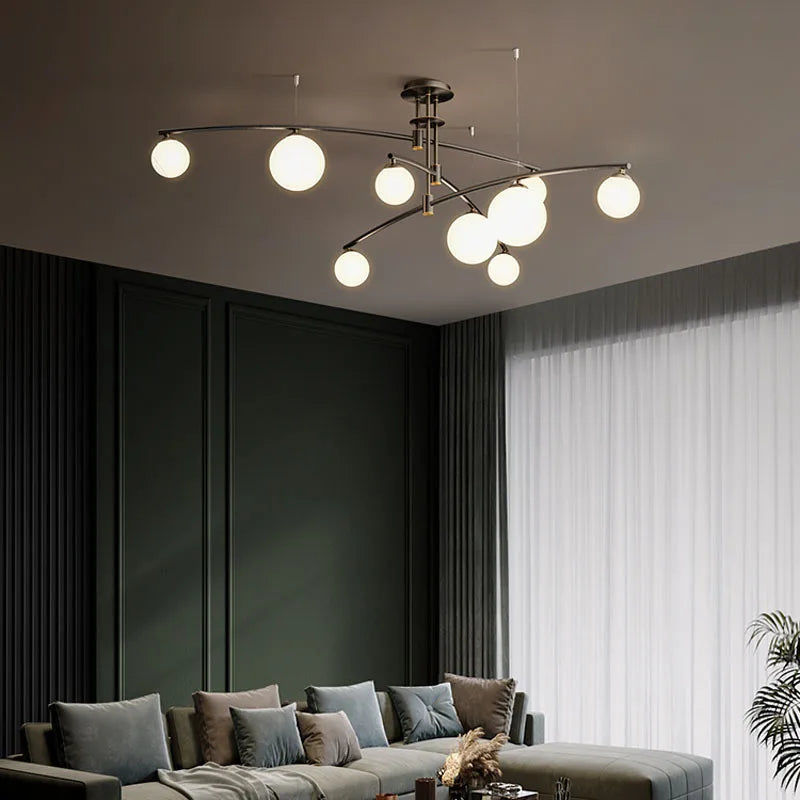 Lustre moderne nordique en verre avec luminaire suspendu en fer - Collection NordiGlass