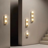 Applique murale en pierre naturelle et verre blanc pour escaliers et allée