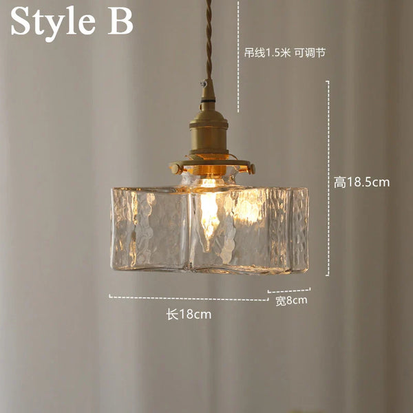 Lustre en verre rétro minimaliste nordique pour chambre à coucher ou salon