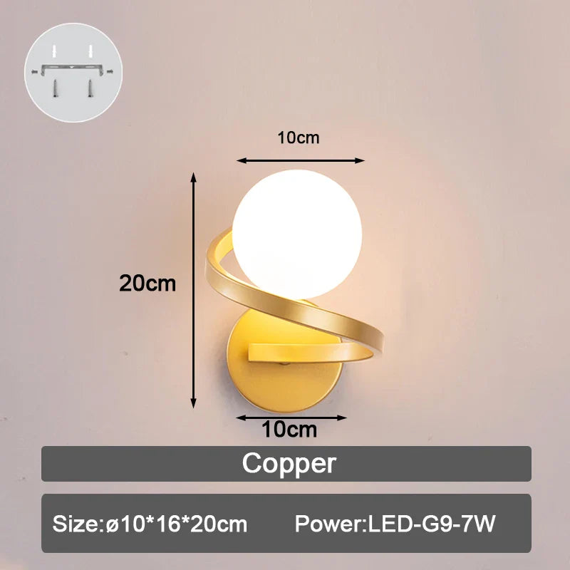 Applique murale LED en verre givré pour intérieur