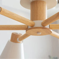 Lustre LED Nordique en Bois Massif