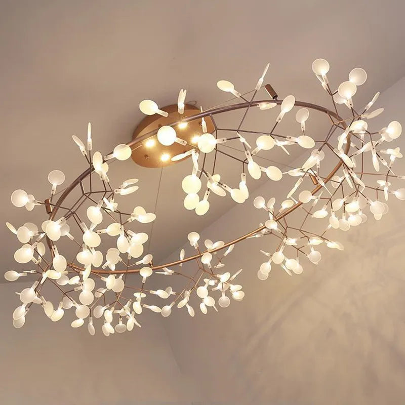 Lustre LED Modern Branché à Branches Rondes pour Suspension
