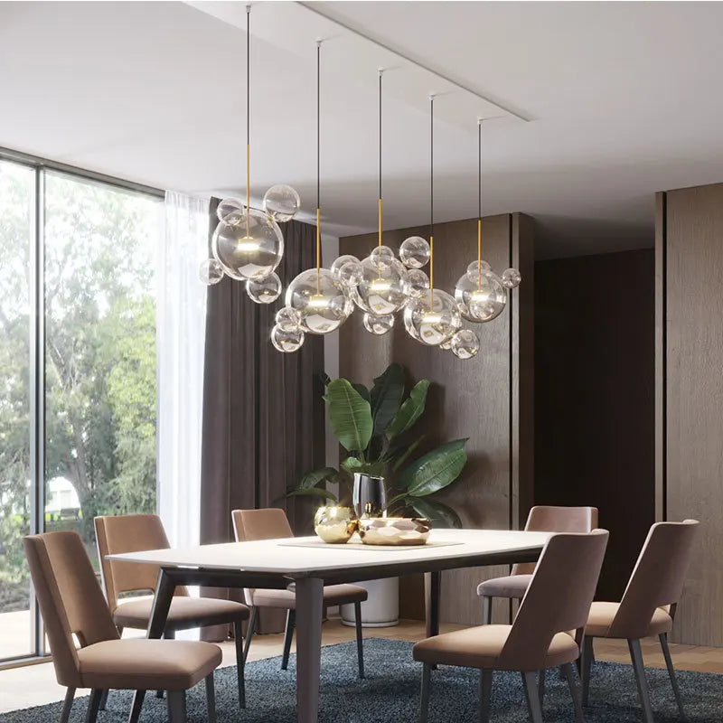 Lustre LED Boules en Verre Design Moderne Éclatant