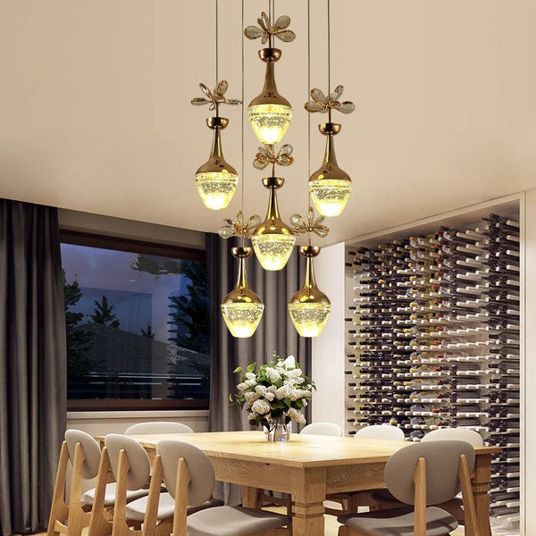 Lustre de luxe en cristal avec LED - Style minimaliste créatif
