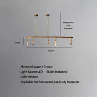 Lustre de luxe italien en cuivre avec LED postmoderne et cristaux ronds