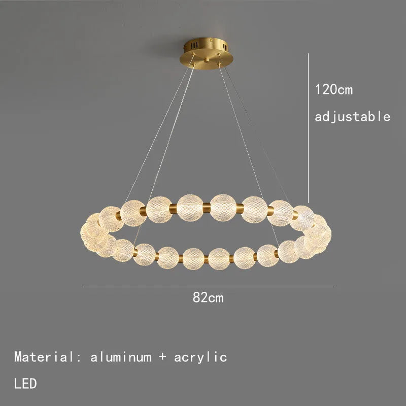 Luminaire de suspension LED en laiton avec fil réglable et abat-jour rond