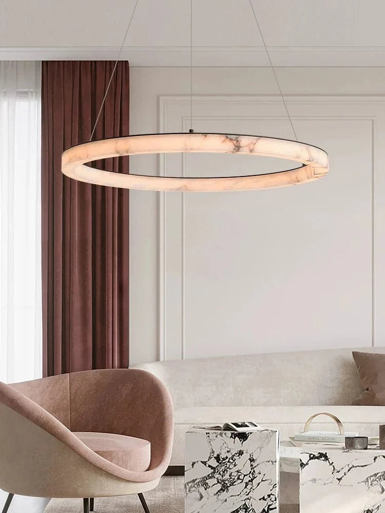 Suspension LED Luxe en Marbre Authentique