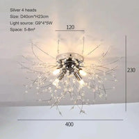 Plafonnier Nordique en Cristal Forme Pissenlit Lustre Moderne Décoratif - Collection Scandi Dandelion