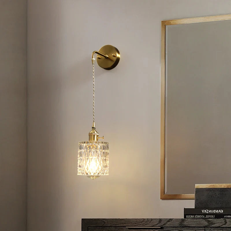 Applique murale nordique en laiton avec miroir en cristal nordique