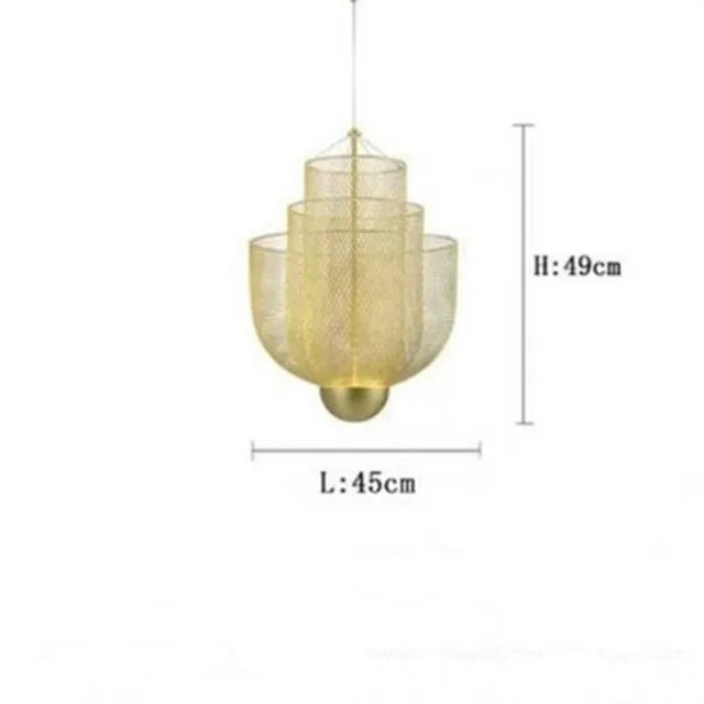 Lustre Nordique Dimmable en Grille Métallique LED Géométrique, Design Moderne