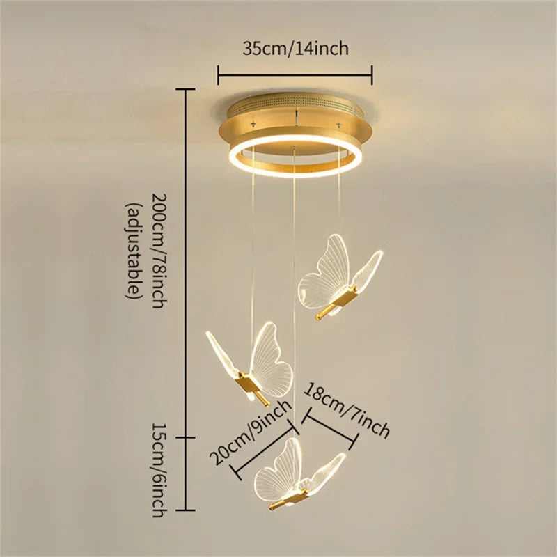 Suspension LED papillon en acrylique au design contemporain