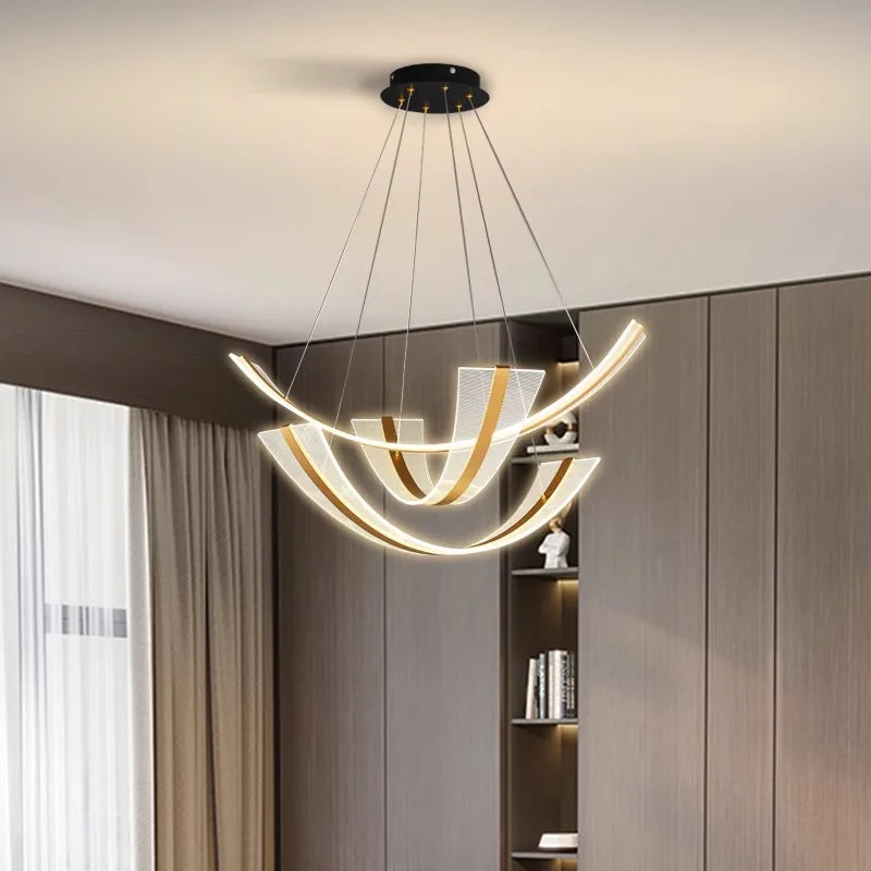 Lustre design contemporain pour salle à manger avec éclairage intérieur LED décoratif