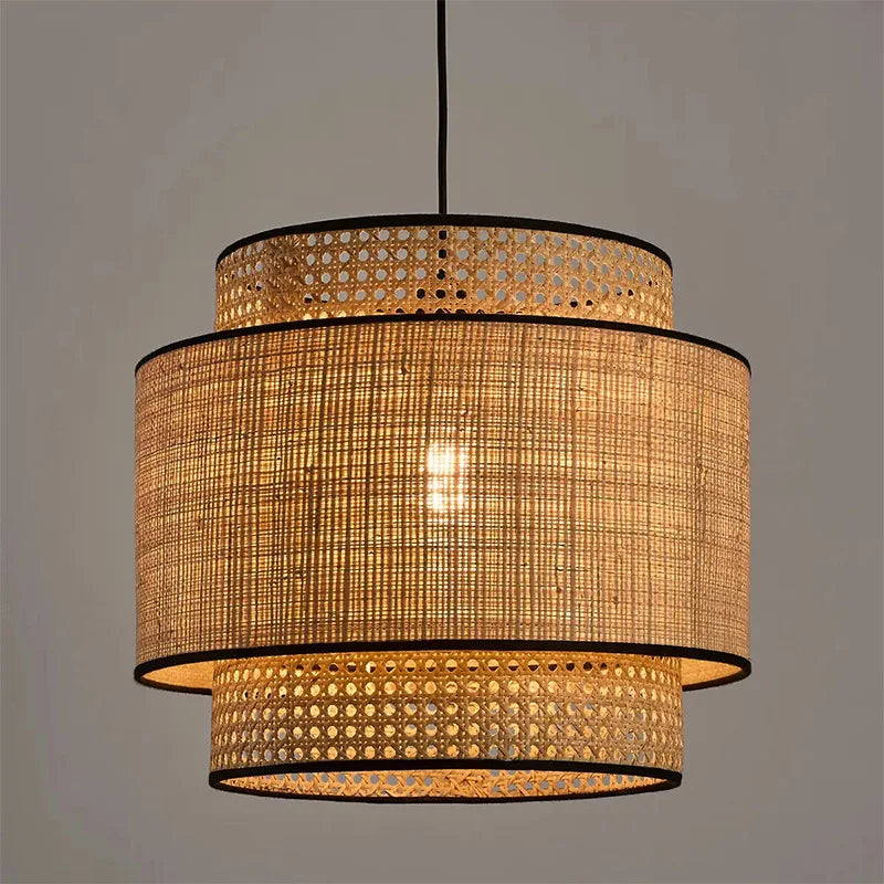 Suspension Cannage Japonaise Moderne: Lampe de Main en Rotin