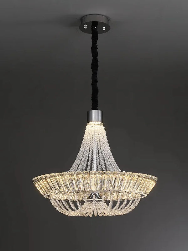 Lustre Moderne en Cristal Français LED pour Hôtel et Villa Prestigieuse