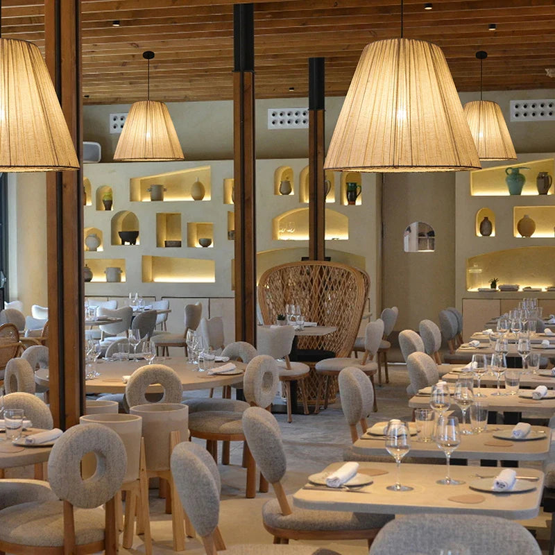 Lustre rétro en tissu d'art baril pour décoration intérieure