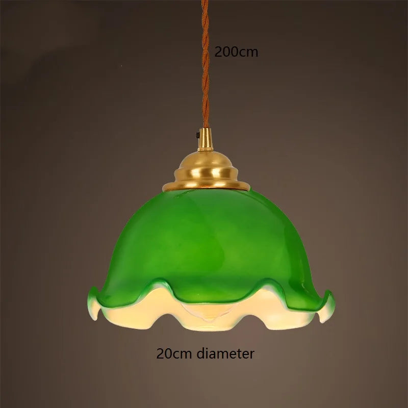 Suspension Vintage Américaine en Cuivre Bois Verre Edison