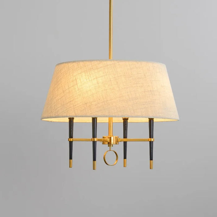 Lustre circulaire en tissu brun clair de style chinois pour une décoration élégante