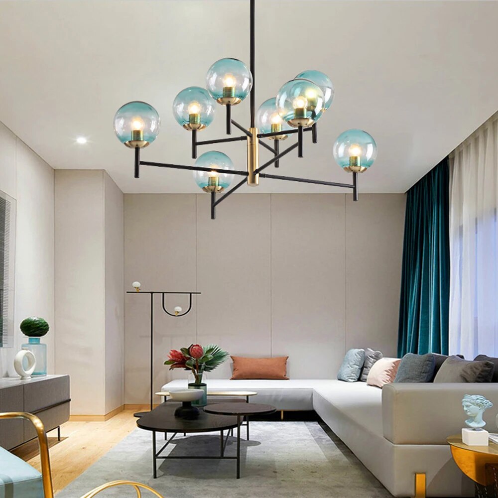 Lustre Noir Moderne avec Éclairage LED