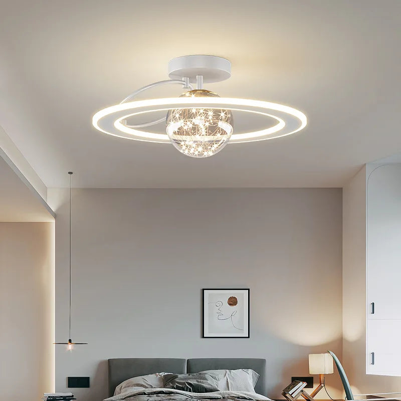 Plafonnier Doré de Luxe à LED Moderne Boule de Verre