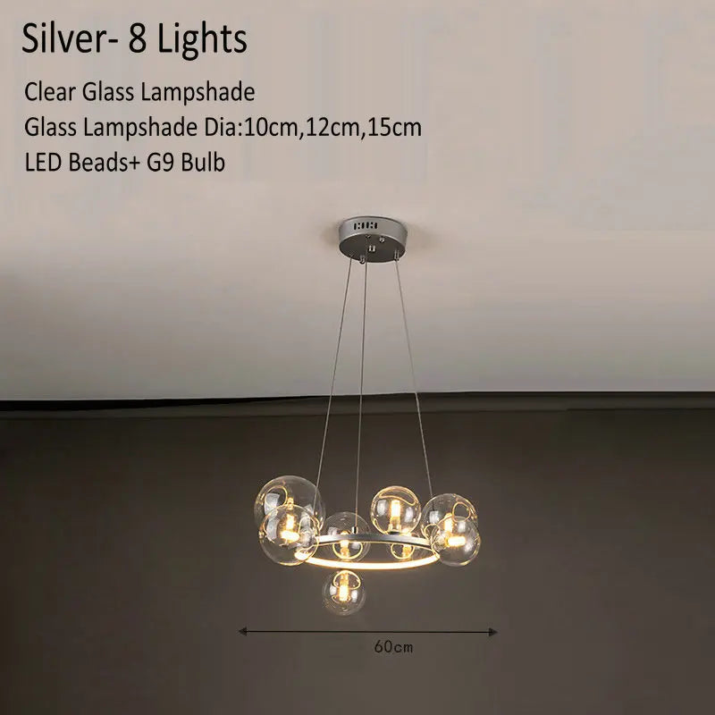 Lustre Verre Moderne LED Noir & Or