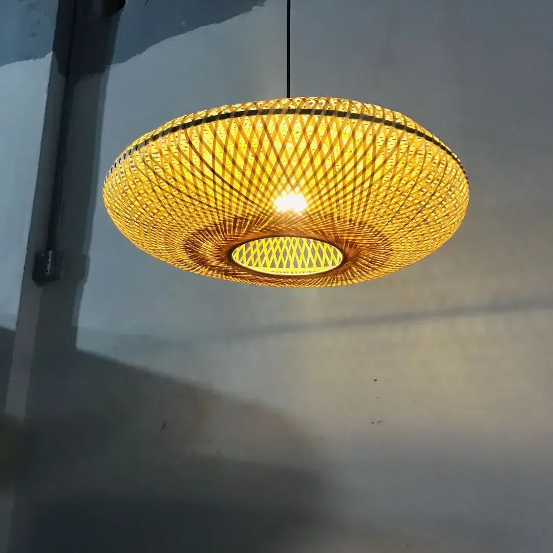 Suspension Bambou tissage LED Variations Tailles