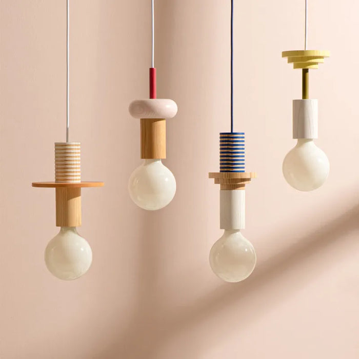 Suspension LED luminaire bois nordique - Lampe restaurant chambre maison - Déco luminaire
