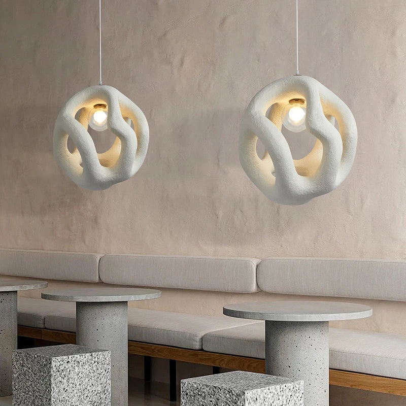 Lustre Restaurant Design Wabi Sabi Nordique LED Handcrafted-Style Japonais Interior Loft Suspension Lumière Noire