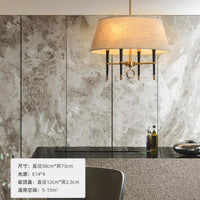 Lustre circulaire en tissu brun clair de style chinois pour une décoration élégante