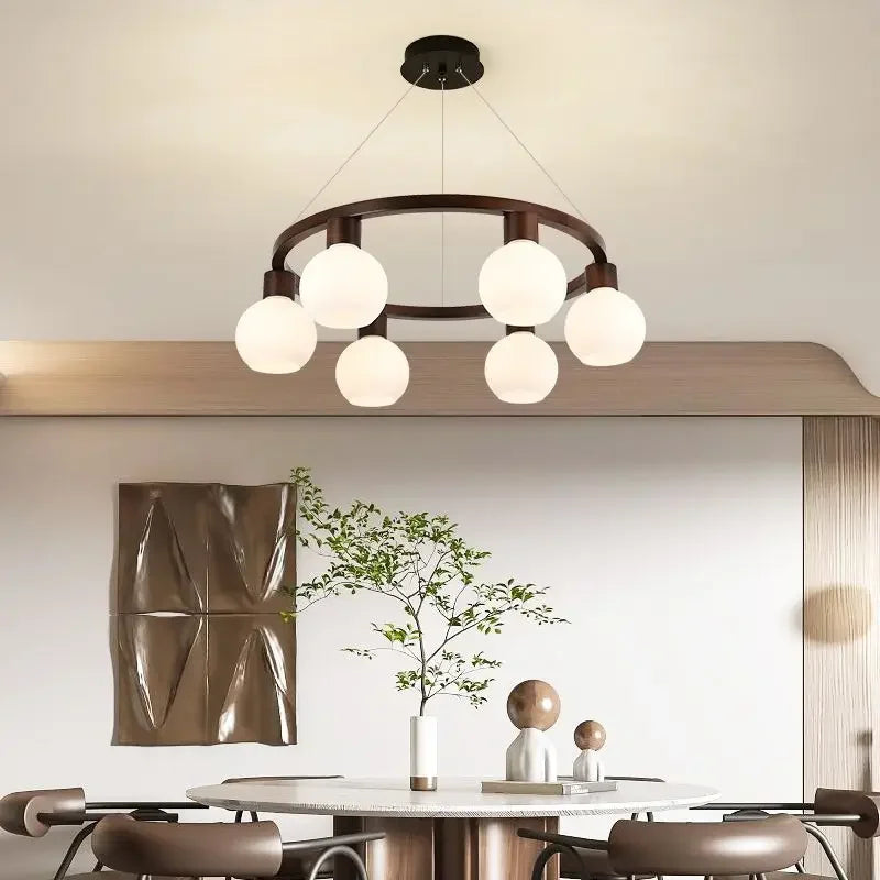 Lustre moderne en bois massif pour restaurant