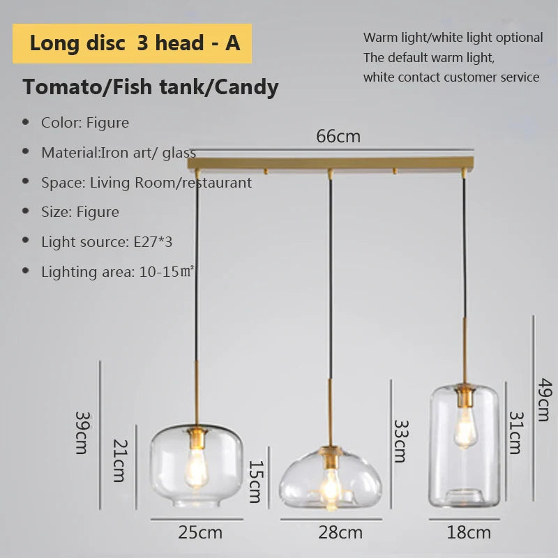 Lustre LED en verre industriel