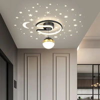 Plafonnier LED 28W Noir Gris pour Couloir avec Boule de Verre Nuances - Effet Etoile