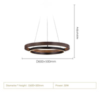 Lustre Nordique Bois Antique - Éclairage en Anneau