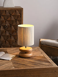 Lampe de table japonaise en bois massif - Édition Rétro