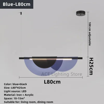 Lustre moderne nordique en acrylique et verre coloré LED