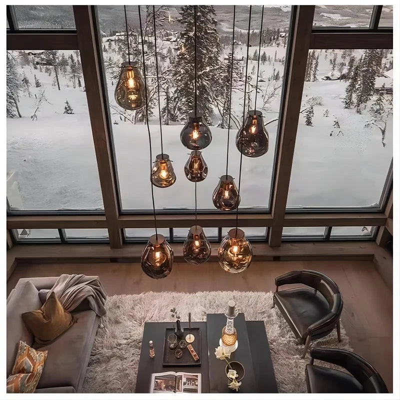 Suspension design moderne en verre LED nordique Macaron