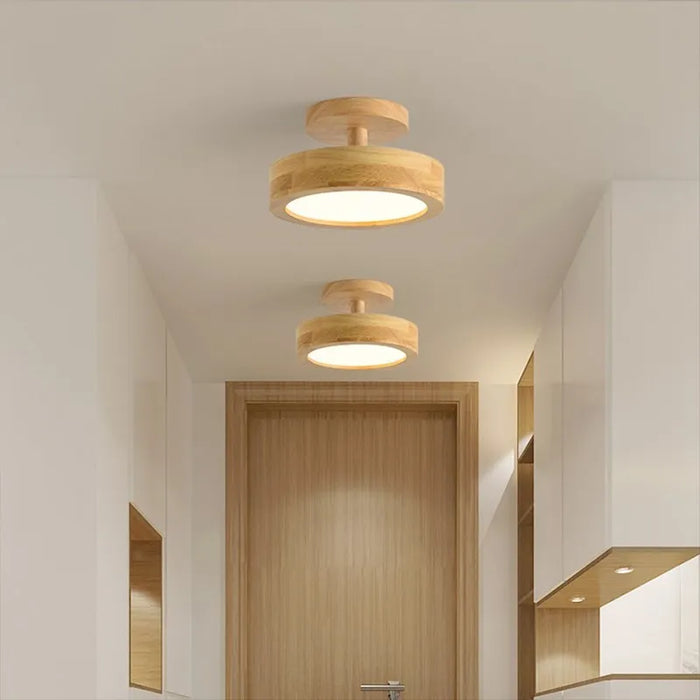 Lustre Nordique en Bois LED Macaron pour Chambre ou Salon